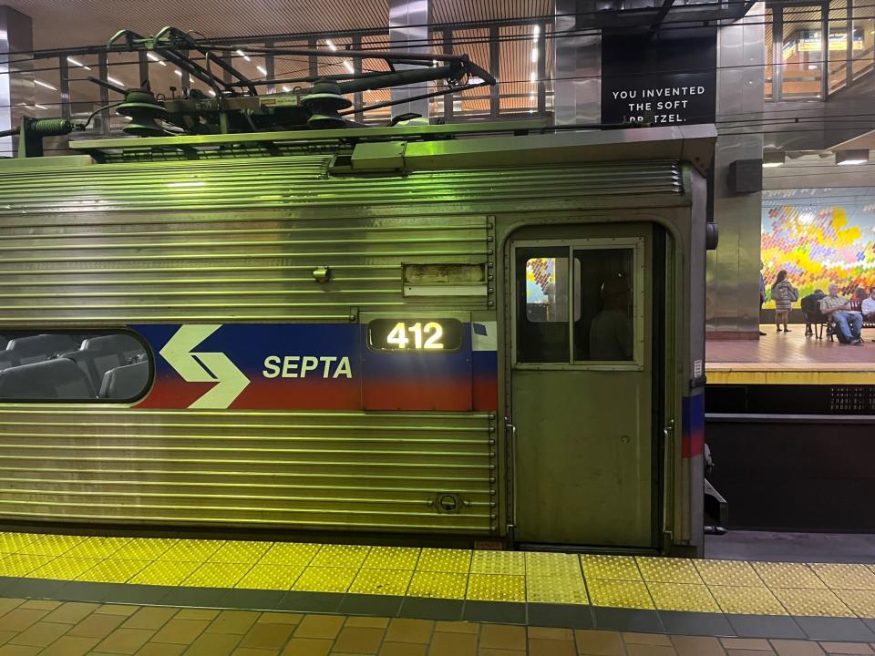 A SEPTA regional train waits to leave Philadelphia's Jefferson Station on July 5, 2023.