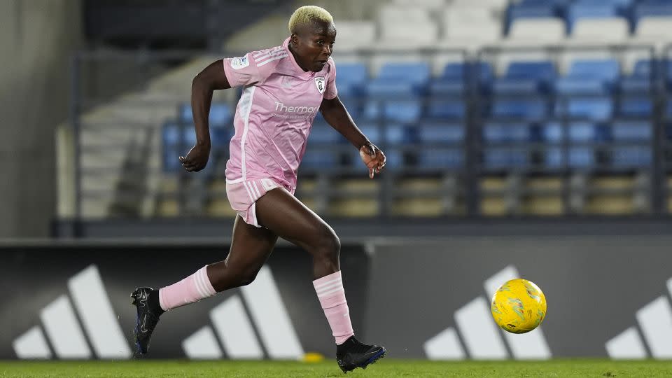 Kundananji dribbles the ball against Real Madrid in a Liga F match last month. - Diego Souto/Getty Images