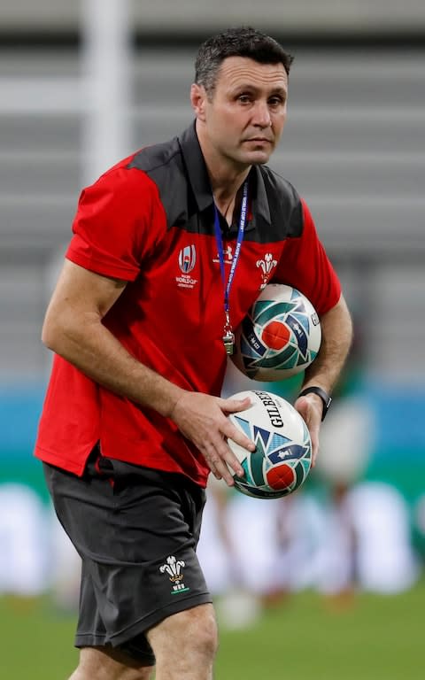 Wales backs coach Stephen Jones before the match - Credit: Reuters