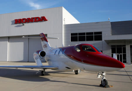 FILE PHOTO : Honda Motor's HondaJet business airplane is seen at Honda Aircraft Company in Greensboro, North Carolina, U.S., November 11, 2016. REUTERS/Maki Shiraki/File Photo