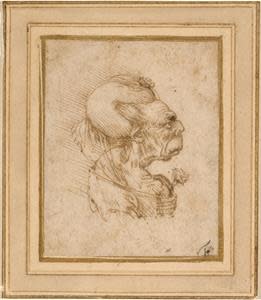 Leonardo da Vinci
Grotesque Head of an Old Woman, 1489/1490
pen and brown ink on laid paper; laid down
overall: 6.4 x 5.1 cm (2 1/2 x 2 in.)
National Gallery of Art, Washington
Gift of Dian Woodner