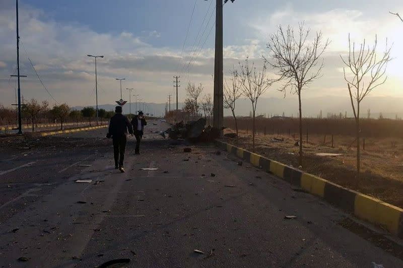 FILE PHOTO: A view shows the site of the attack that killed Prominent Iranian scientist Mohsen Fakhrizadeh, outside Tehran