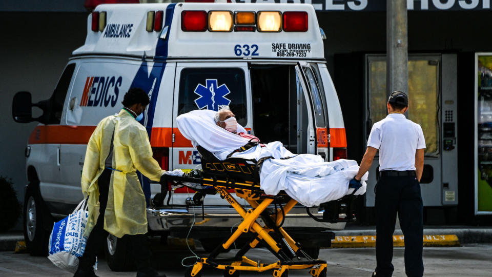 Outside an emergency room in Coral Gables, Fla. 