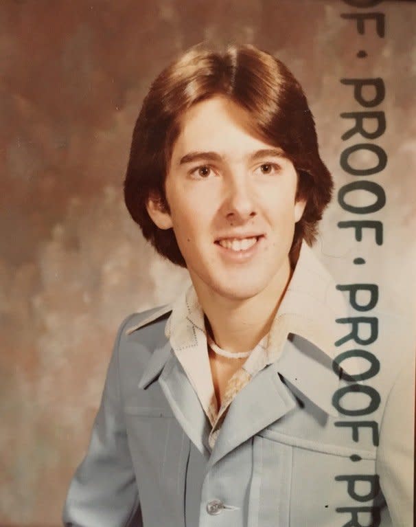 "This photo of my dad Marc was taken in approximately 1975 for his 8th grade dance. My dad would always tell my brothers and I about this powder blue leisure suit that his older sister told him would be so 'chic' for him to wear to his dance and get him all the girls. He&nbsp;found the photo recently and we all love it." -- <i>Ariel Van Patten</i>