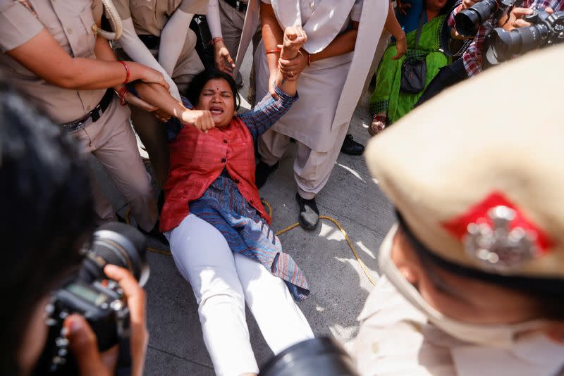 Protest by supporters of the Aam Aadmi Party (AAP) in New Delhi