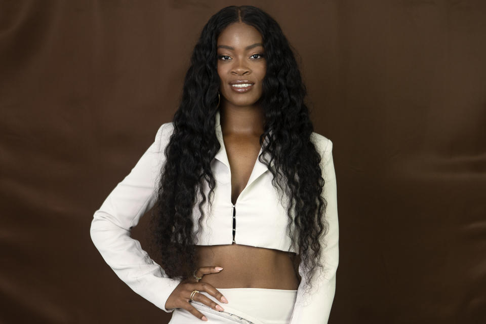 R&B singer Ari Lennox poses for a portrait in New York on Sept. 15, 2022 to promote her sophomore album "Age/Sex/Location. (AP Photo/Gary Gerard Hamilton)