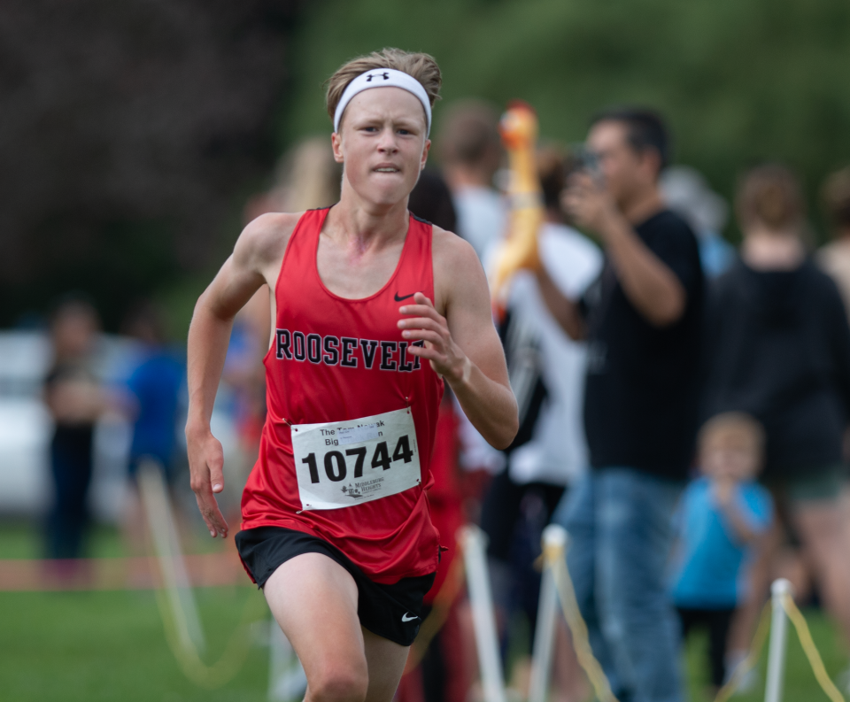 Kent Roosevelt's Cor Asp with a 17:30.24 second-place finish at the Streetsboro Rockets XC Invitational on Saturday.