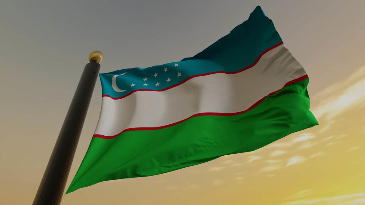 Uzbekistan’s flag. 