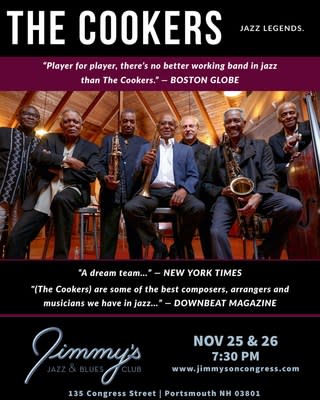 Jimmy's Jazz & Blues Club Features Legendary Jazz Supergroup THE COOKERS on  Friday and Saturday November 25 & 26 at 7:30 .