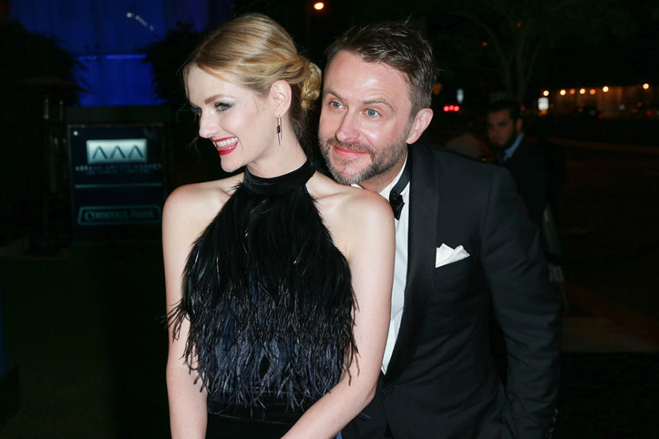 <p>Lydia Hearst and Chris Hardwick at AMC Networks’ after-party at BOA Steakhouse in West Hollywood, Calif. (Photo: Rich Fury/Getty Images) </p>