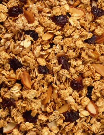 Granola, raisins and fruits