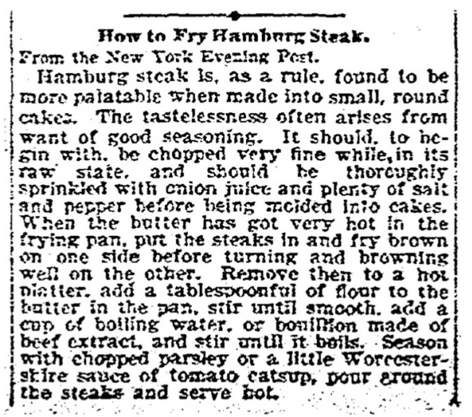 Directions for frying Hamburg Steak