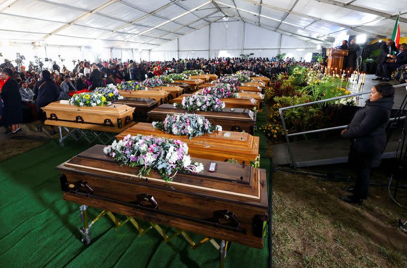 Mass funeral of South African teenagers who died in East London tavern