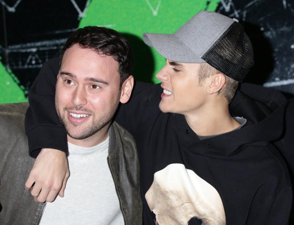 Talent manager Scooter Braun with Justin Bieber (PA Archive)