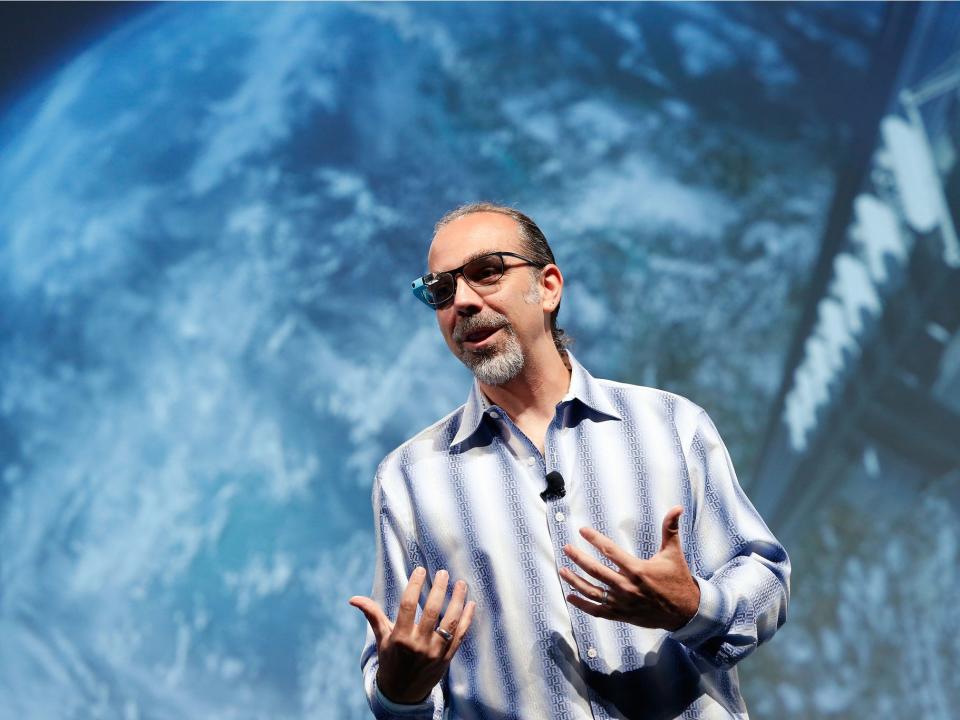 Astro Teller, head of the Google X lab, wearing a pair of Google Glass