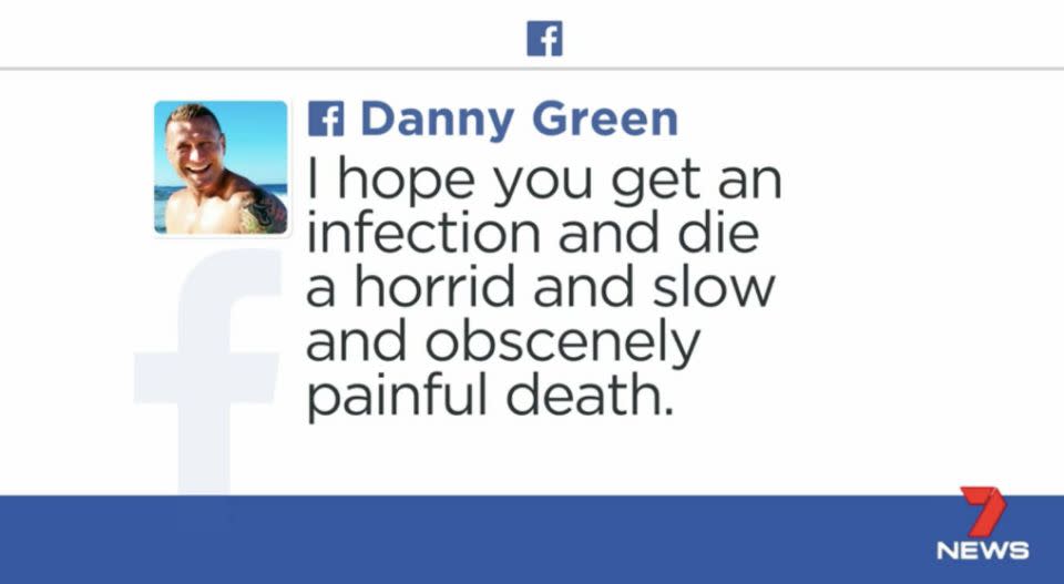 Part of Danny Green's Facebook post. Source: 7 News/Facebook