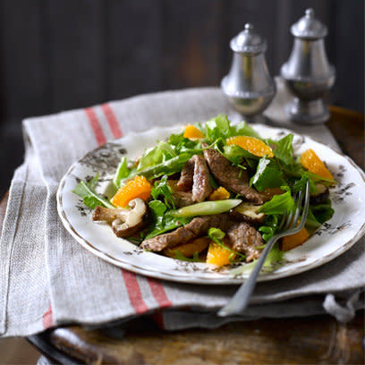 Warm sichuan tangerine beef salad recipe