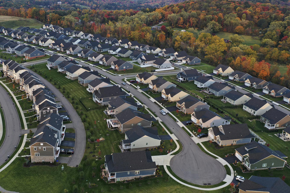 A new housing development in Middlesex Township, Pa., is shown on Oct. 12, 2022. The cost of hiring a real estate agent to buy or sell a home is poised to change along with decades-old rules that have helped determine broker commissions. (AP Photo/Gene J. Puskar, File)