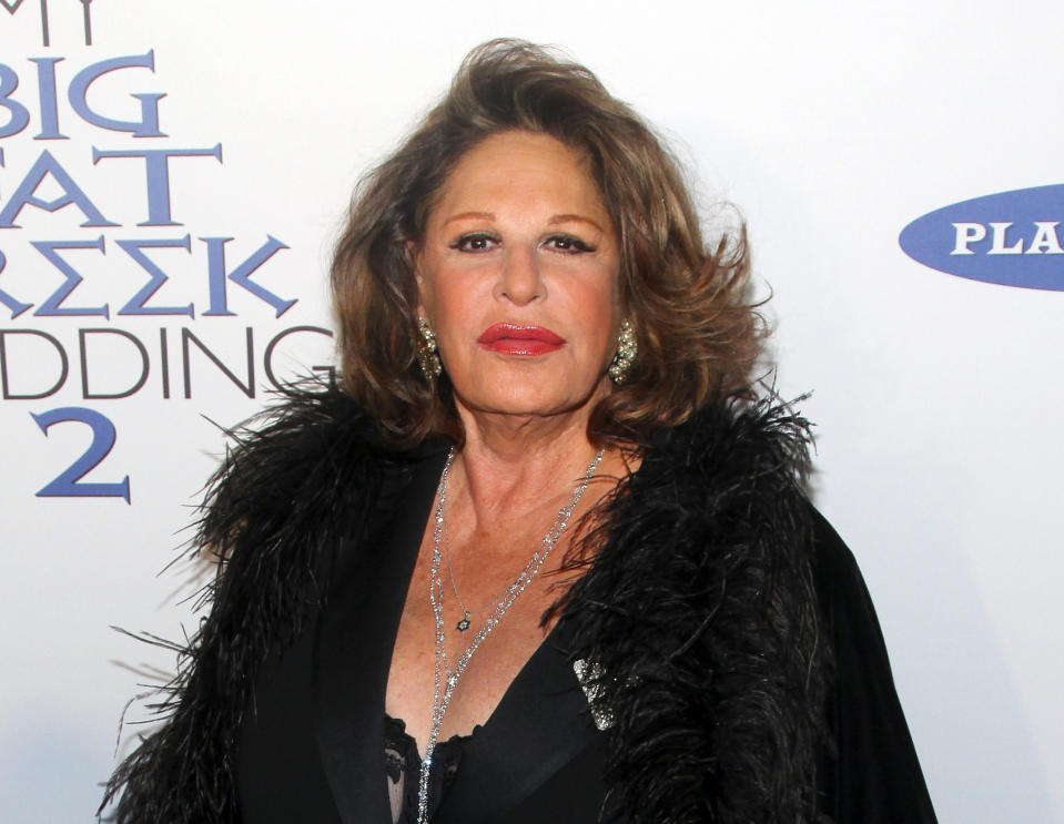 FILE - Lainie Kazan attends the premiere of "My Big Fat Greek Wedding 2" in New York on March 15, 2016. Kazan appears in the 1982 film "My Favorite Year," which is celebrating its 40th anniversary. (Photo by Andy Kropa/Invision/AP, File)