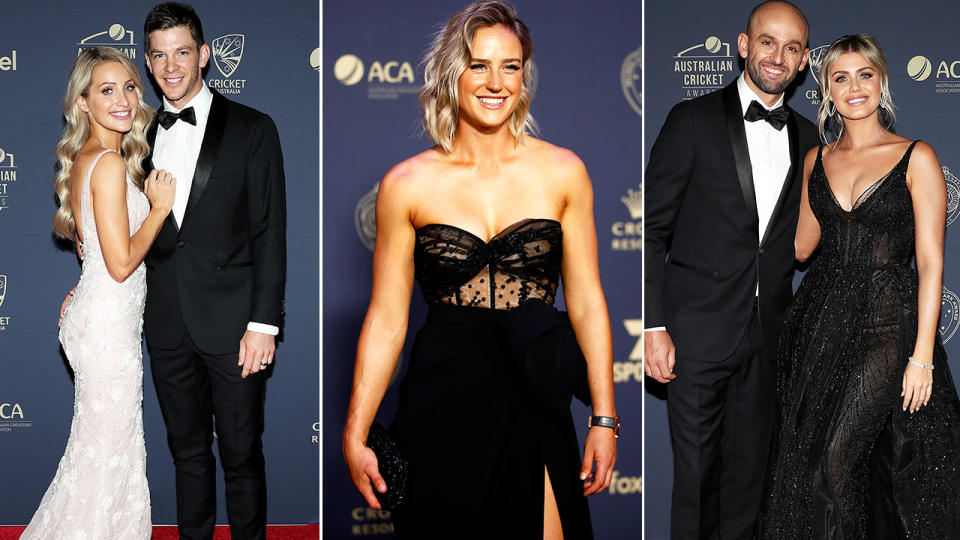 Tim and Bonnie Paine, Ellyse Perry, Nathan Lyon and Emma McCarthy. Image: Getty