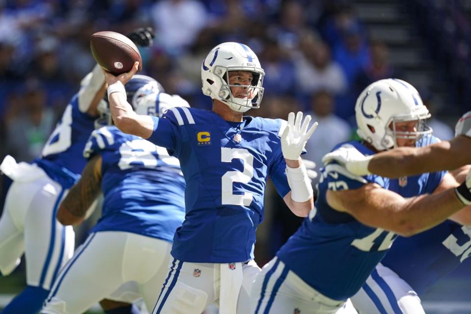 Indianapolis Colts quarterback Matt Ryan throws against the Tennessee Titans.