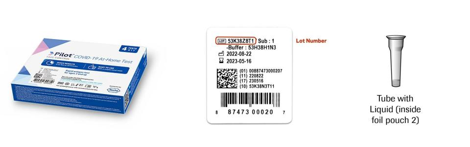 The Pilot COVID-19 At-Home Test. This lot number in the image doesn’t indicate the affected lot numbers.