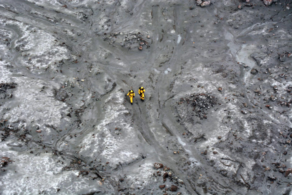 In this handout image provided by the New Zealand Defence Force, recovery operation at Whakaari/White Island in Whakatane, New Zealand. 