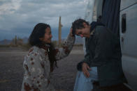 FILE - In this file photo, Director Chloe Zhao, left, appears with actress Frances McDormand on the set of "Nomadland." “Nomadland” has won four prizes, including best picture, at the British Academy Film Awards on Sunday, April 11, 2021. The film’s director, Chloe Zhao, became only the second woman to win the best director trophy, and star Frances McDormand was named best actress. “Nomadland” also took the cinematography prize on Sunday. Emerald Fennell’s revenge comedy “Promising Young Woman” was named best British film, while the best actor trophy went to 83-year-old Anthony Hopkins for playing a man grappling with dementia in “The Father.” An event that was criticized in the recent past with the label #BAFTAsSoWhite rewarded a diverse group of talents, during a pandemic-curbed ceremony at London’s Royal Albert Hall. (Searchlight Pictures via AP, FIle)