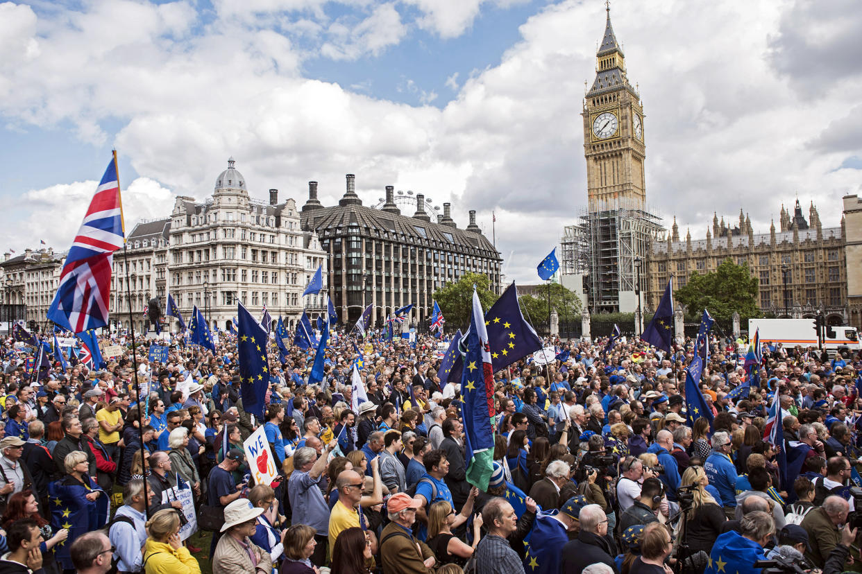 MPs know that in the long run their constituents will not thank them for voting in favour of today's Brexit repeal bill: EPA