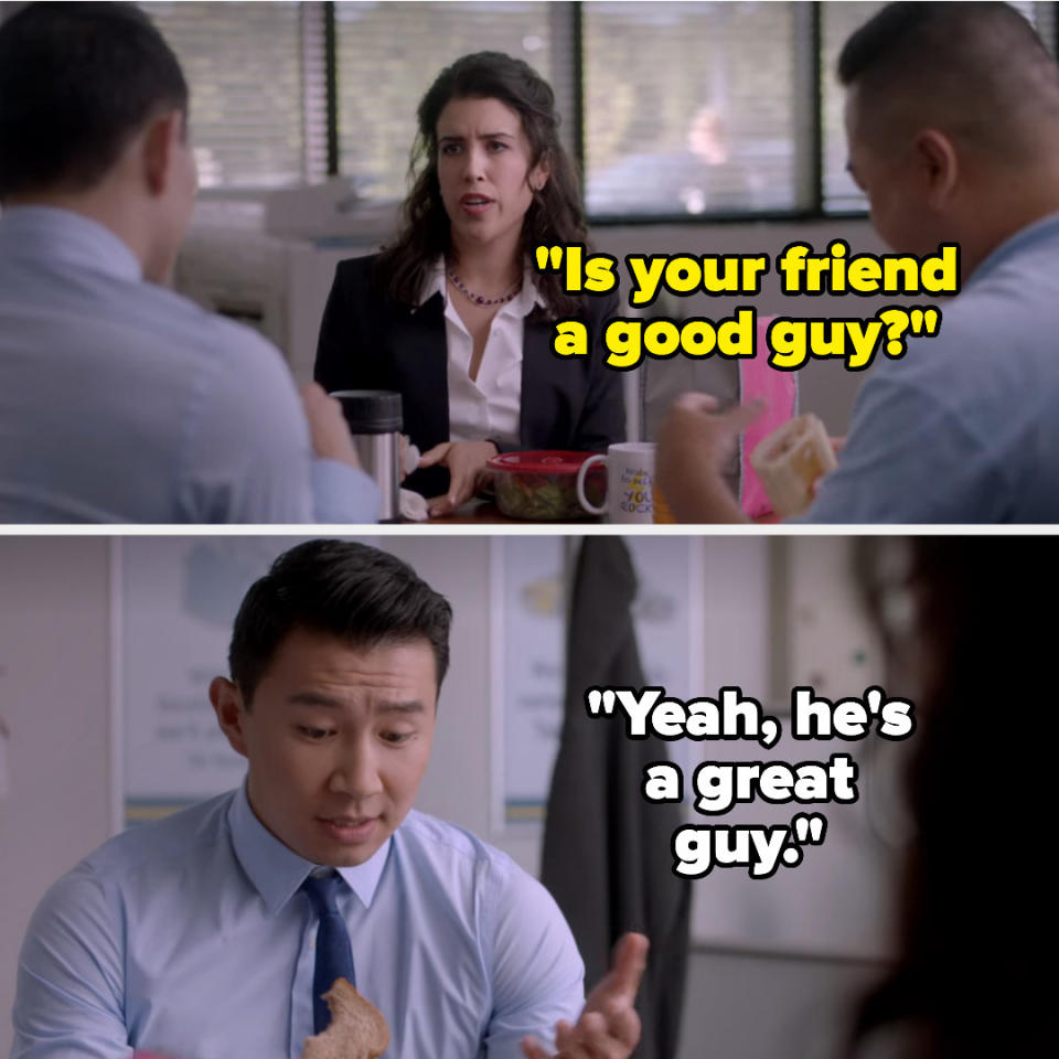 on Kim's convenience, Shannon asks if jung's friend is a good guy, and he says that yes, he's a great guy