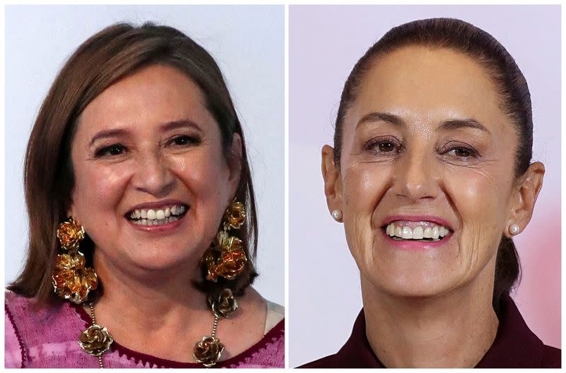 FILE PHOTO: A combination picture shows Xochitl Galvez and Claudia Sheinbaum, in Mexico City