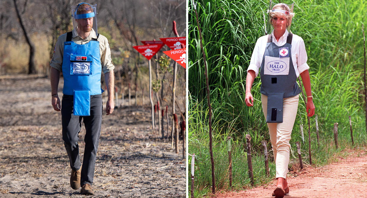 Prince Harry walks across a minefield in Angola, 22 years after his late mother Princess Diana did so in 1997. [Photo: PA]