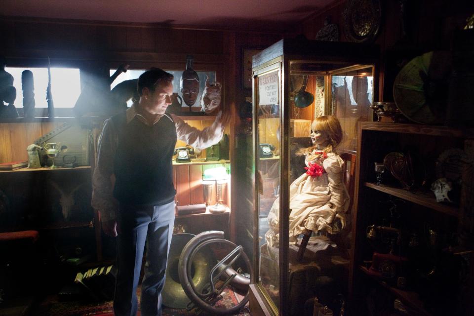 In this publicity image released by Warner Bros. Pictures, Patrick Wilson portrays Ed Warren in a scene from "The Conjuring." (AP Photo/New Line Cinema/Warner Bros. Pictures, Michael Tackett)