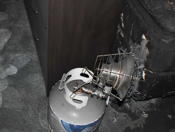 PHOTO: The position of the propane heater found in the Entzel home. (BCSA)