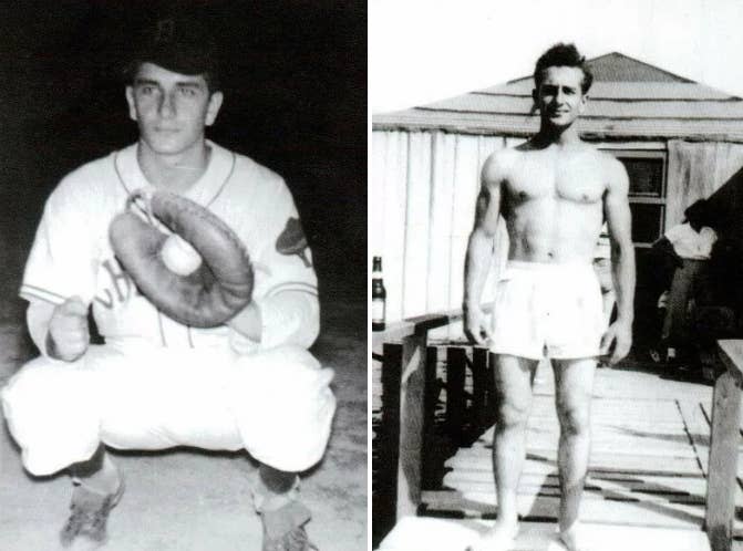 A hot grandpa when he was younger playing baseball