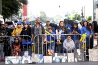 <p>Fans wait for a parade and rally to start in honor of the Golden State Warriors, Thursday, June 15, 2017, in Oakland, Calif., to celebrate the team’s NBA basketball championship. (AP Photo/Marcio Jose Sanchez) </p>