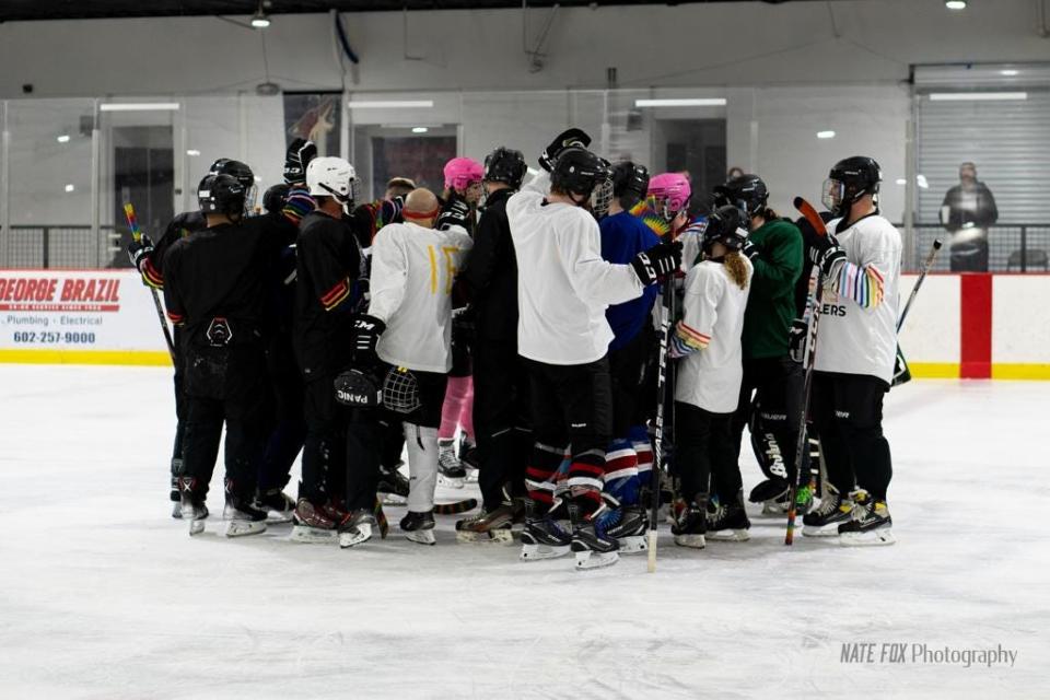 The Arizona Coyotes partnered with the Arizona Legacy Pride Hockey Association to create the Pride Growlers, a program for adults in the LGBTQ+ community to learn how to play hockey.