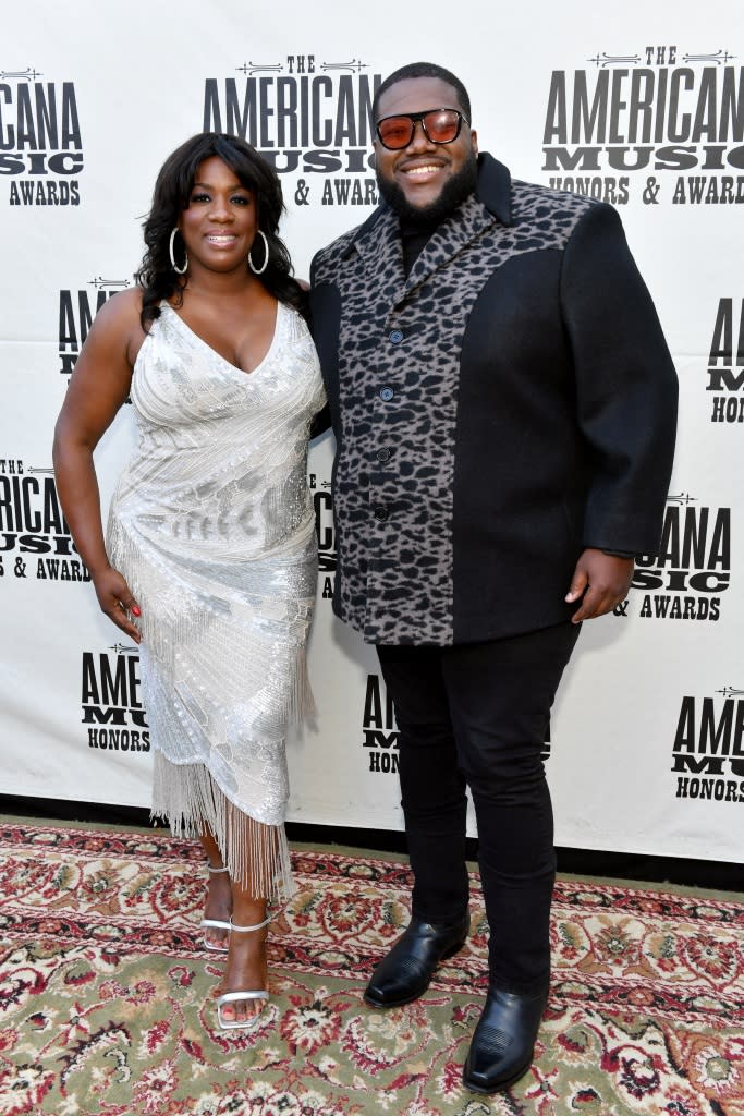 NASHVILLE, TENNESSEE - SEPTEMBER 14: Tanya Trotter and Michael Trotter Jr. of The War and Treaty attend the 21st Annual Americana Honors & Awards at Ryman Auditorium on September 14, 2022 in Nashville, Tennessee. (Photo by Jason Davis/Getty Images for Americana Music Association )