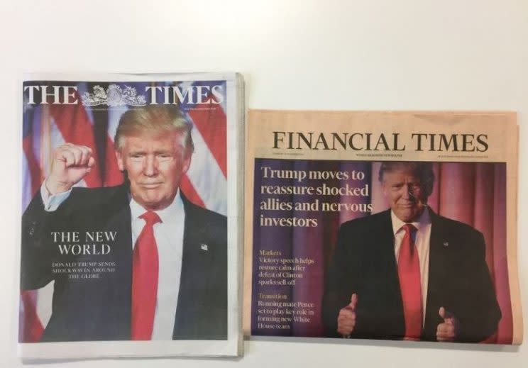 The Times and Financial Times were in agreement on the shock factor 