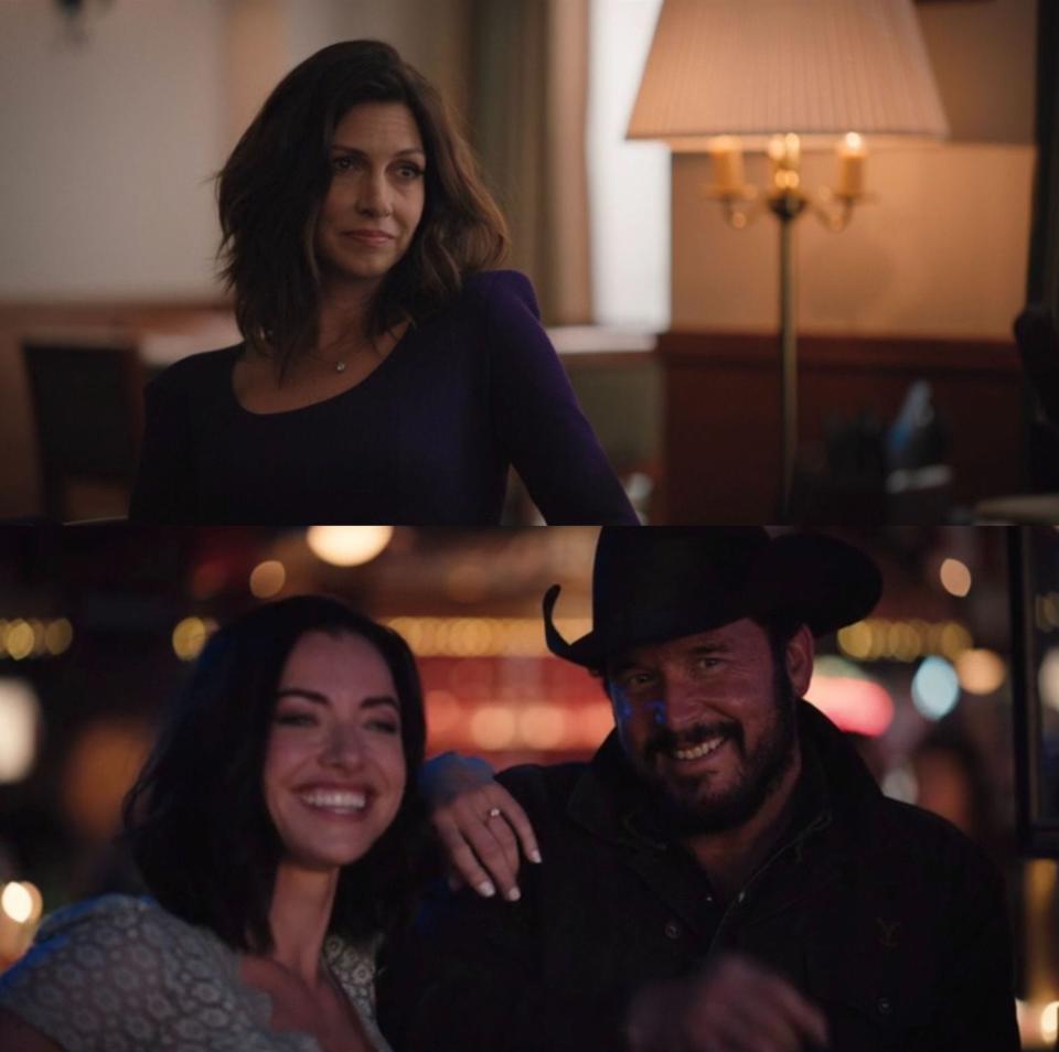 Dawn Olivier as Sara Atwood (top); Ashley Platz as Hailey Brewer (bottom) in "Yellowstone."