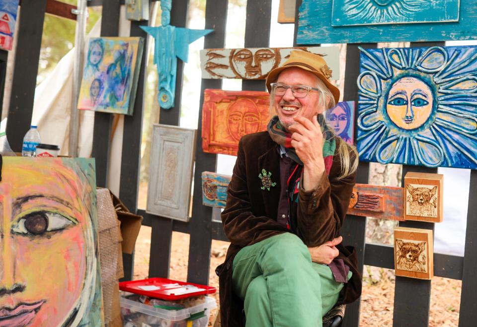 Eric Legge shows his art at the Kentuck Festival at Kentuck Park in Northport Sunday, Oct. 15, 2023.