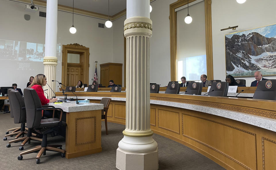 Colorado Rep. Elisabeth Epps testifies during a hearing on gun control Wednesday, April 19, 2023, in Denver. Colorado lawmakers have pushed forward a slew of aggressive gun control bills. (AP Photo/Jesse Bedayn)