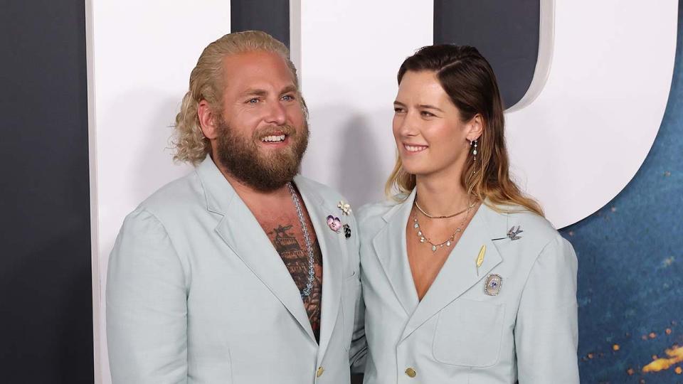 Jonah Hill and Sarah Brady smiling together