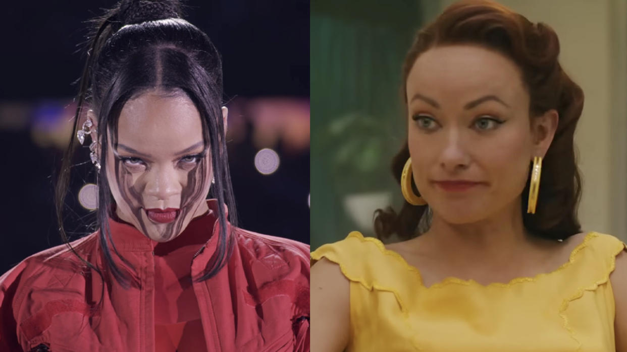  Rihanna performing at the Super Bowl halftime show, Olivia Wilde in Don't Worry Darling 