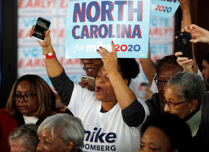 Democratic presidential candidate Bloomberg at campaign event in Raleigh, North Carolina