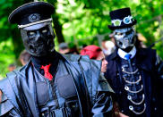 <p>Dressed up people attend a so-called “Victorian Picnic” during the Wave-Gotik-Treffen (WGT) festival in Leipzig, eastern Germany, on June 2, 2017. (Tobias Schwarz/AFP/Getty Images) </p>