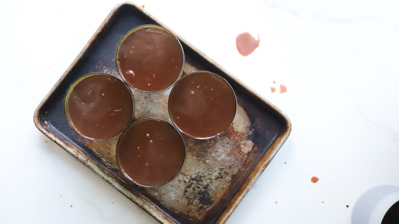 Hot pudding poured into glasses