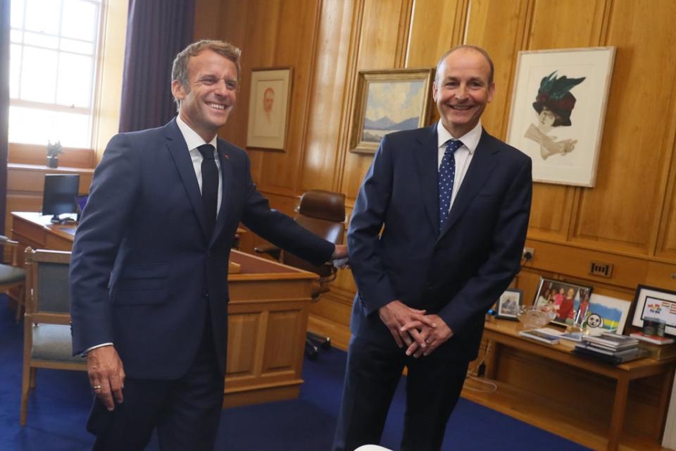 Taoiseach Micheal Martin during a meeting with French President Emmanuel Macron at Government Buildings in Dublin (Brian Lawless/PA) (PA Wire)