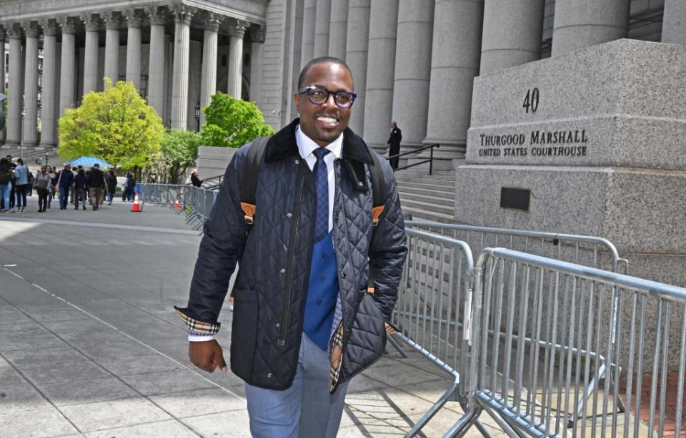 Bishop Lamor Whitehead leaves federal court after his Monday hearing. Gregory P. Mango