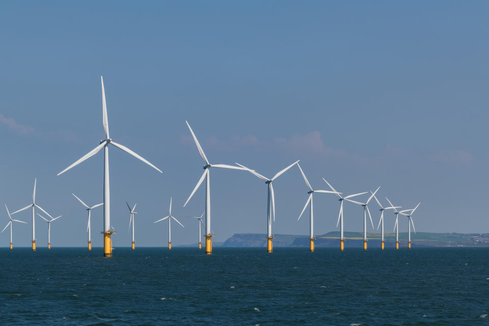 Offshore wind farm in the North Sea, on the coast of the United Kingdom.